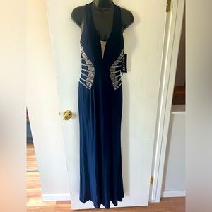 Blue with silver/beige details gown